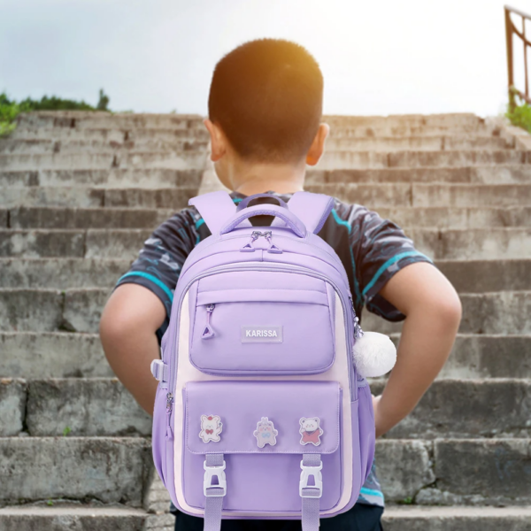 Kids Backpack Children School Bags Waterproof Primary Schoolbag Book Bag (purple) - Image 2